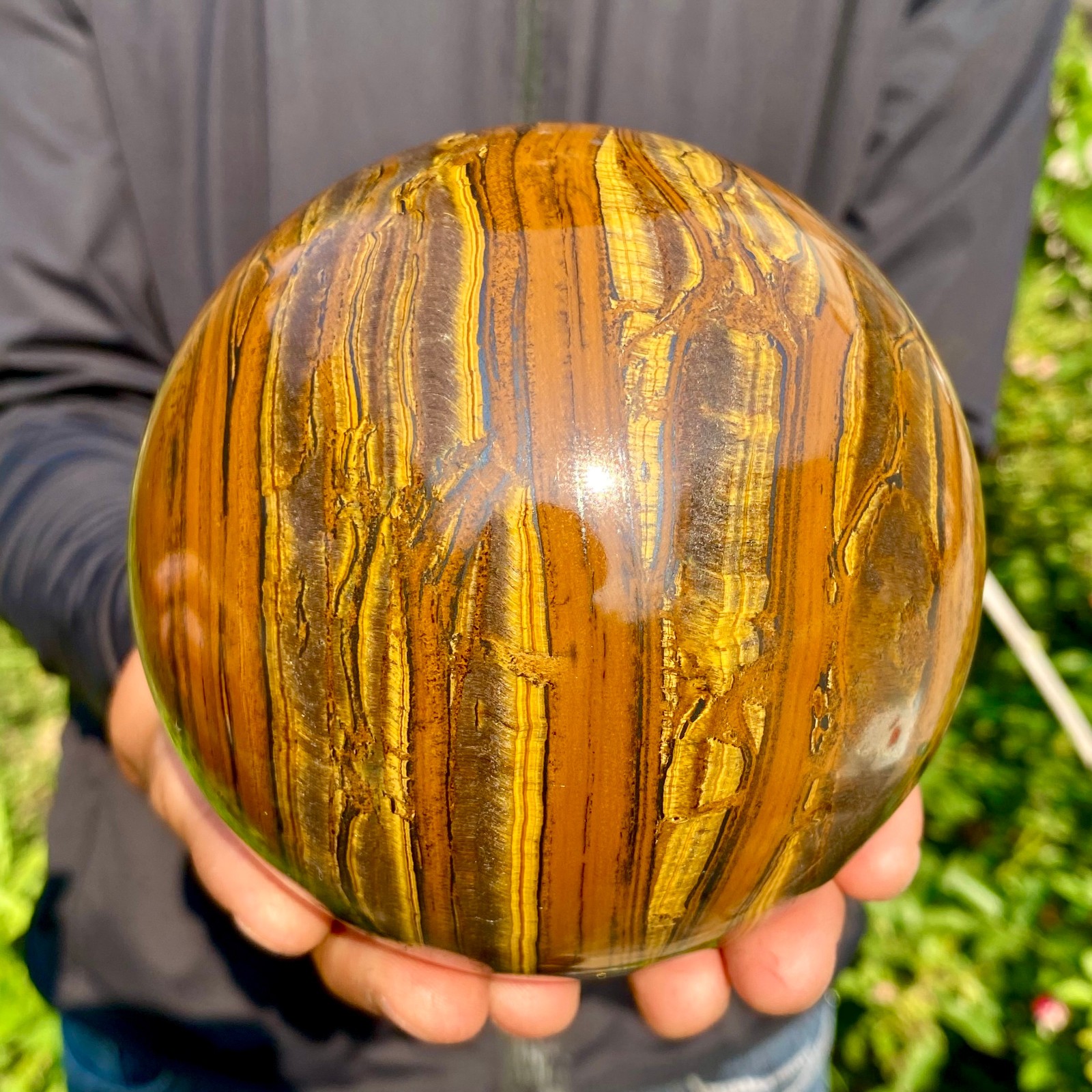 4.82LB Large Natural Tiger Eye Stone Crystal Ball Quartz Healing Sphere Décor