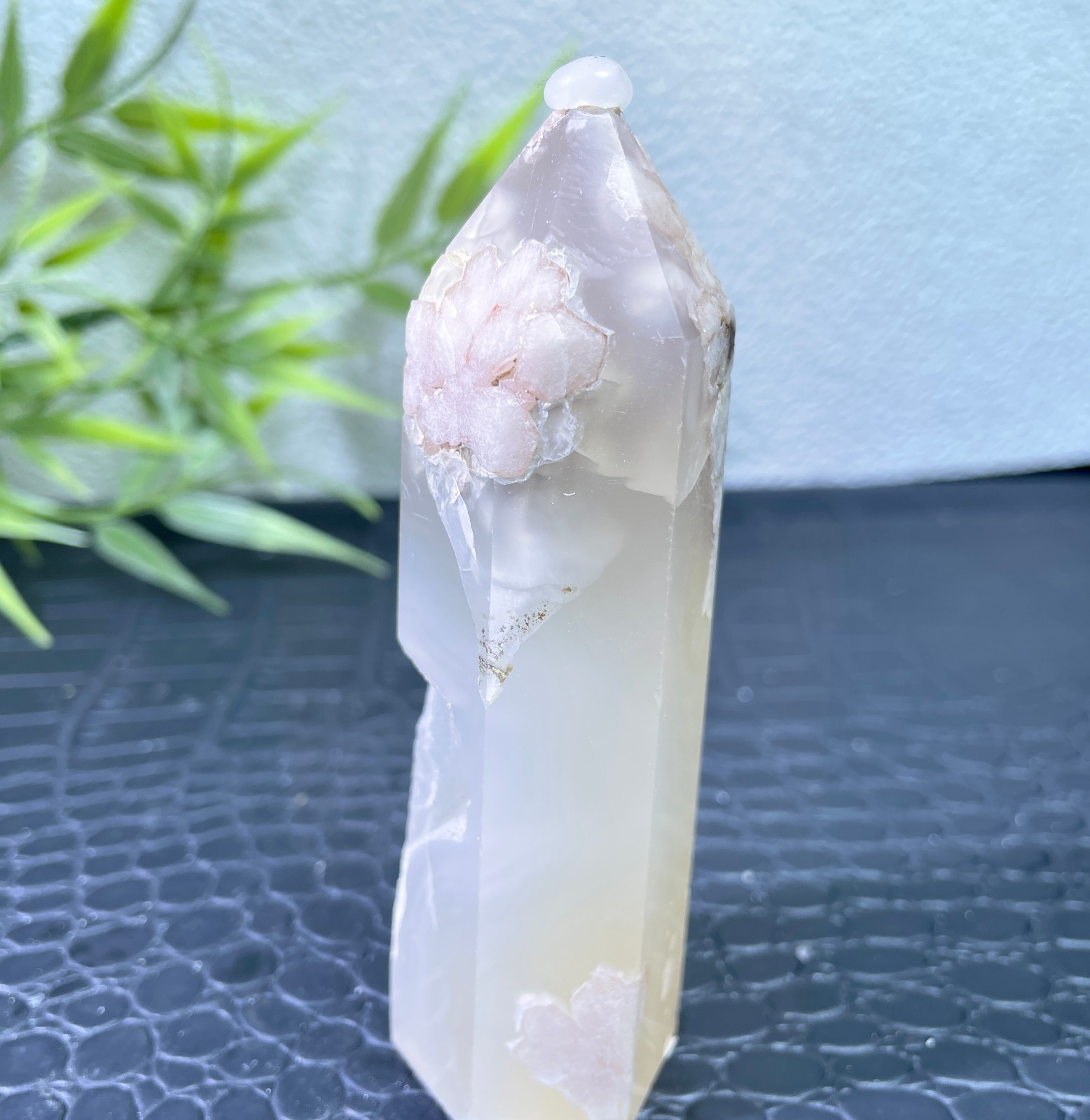 135g Natural cherry blossom agate crystal obelisk healing