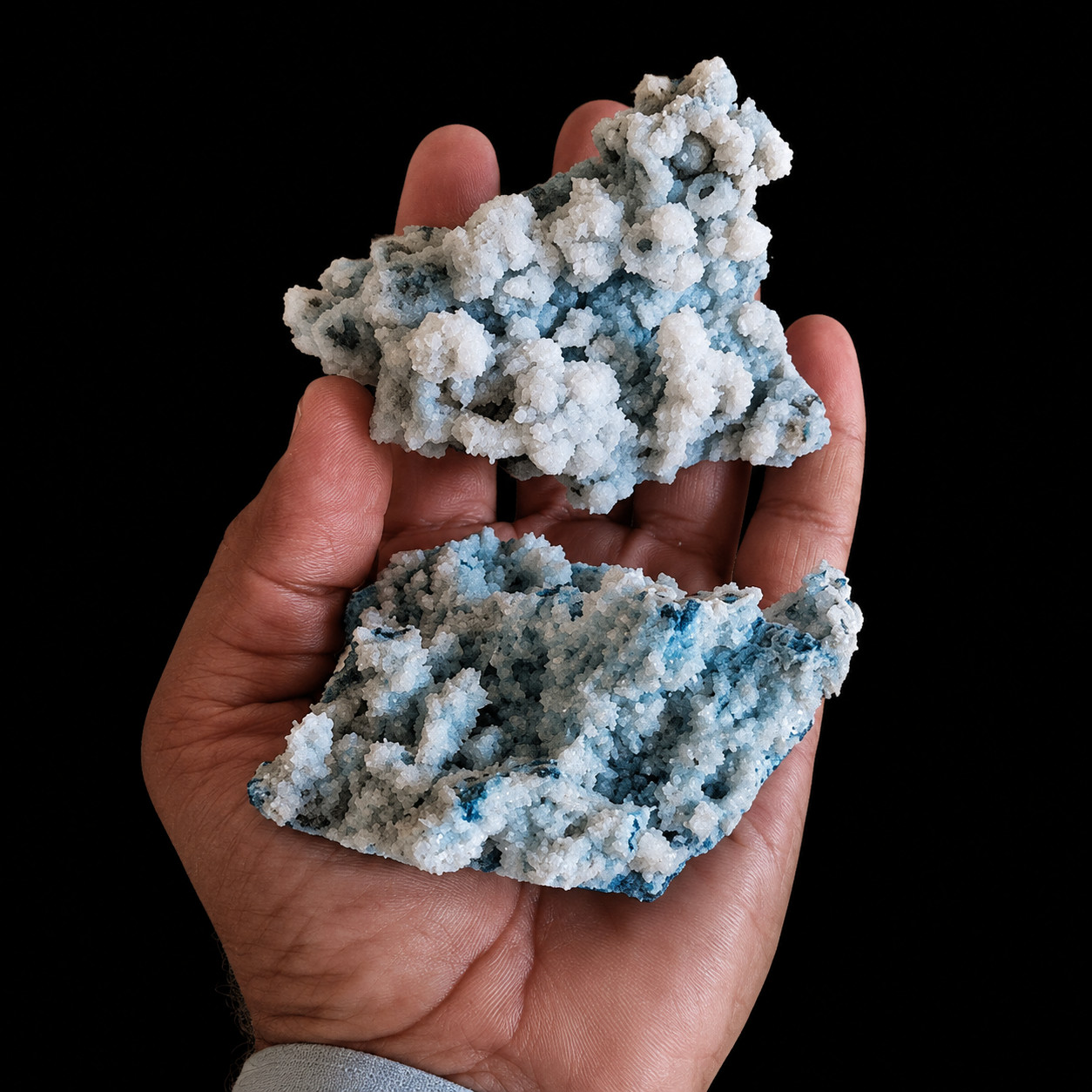 Natural Blue Chalcedony coated with Calcite 315g 9x7x4cm Raw Crystal Specimen