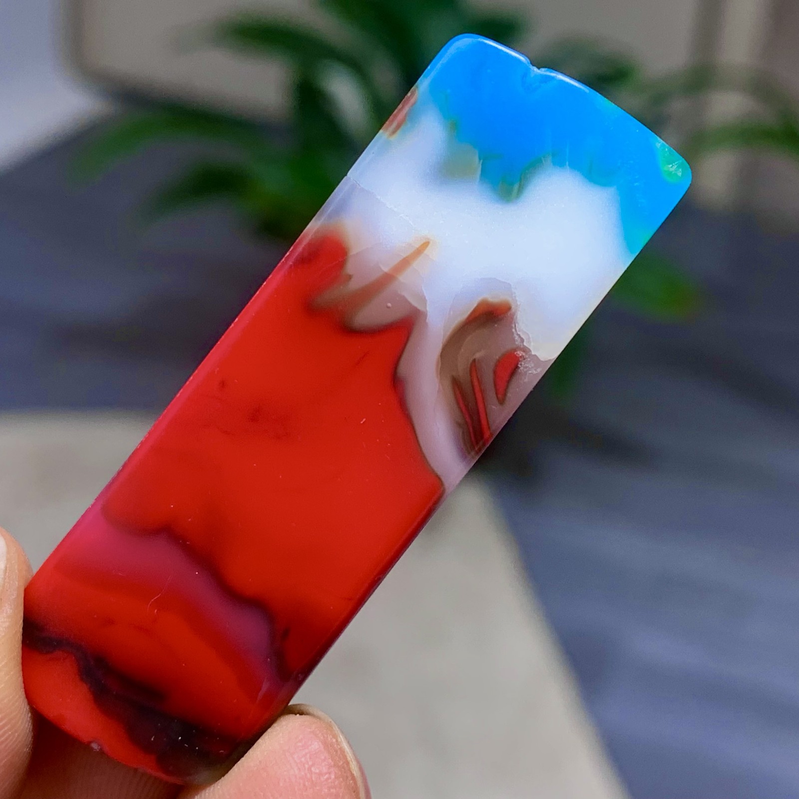 27G Natural NanHong Agate block multicolored Pattern Cabochon mineral Crystal