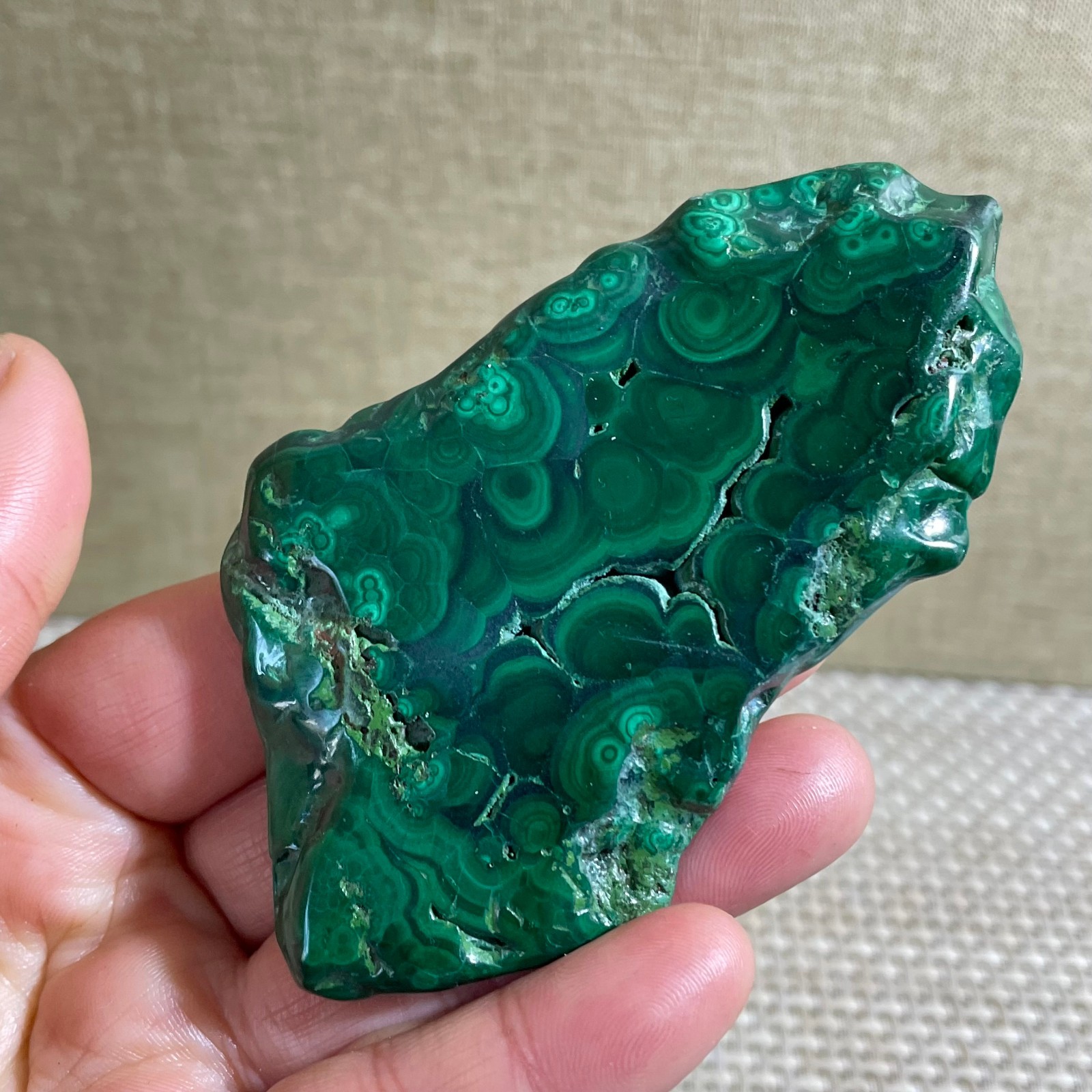 72g Genuine Malachite Slice Slab, Home Decor