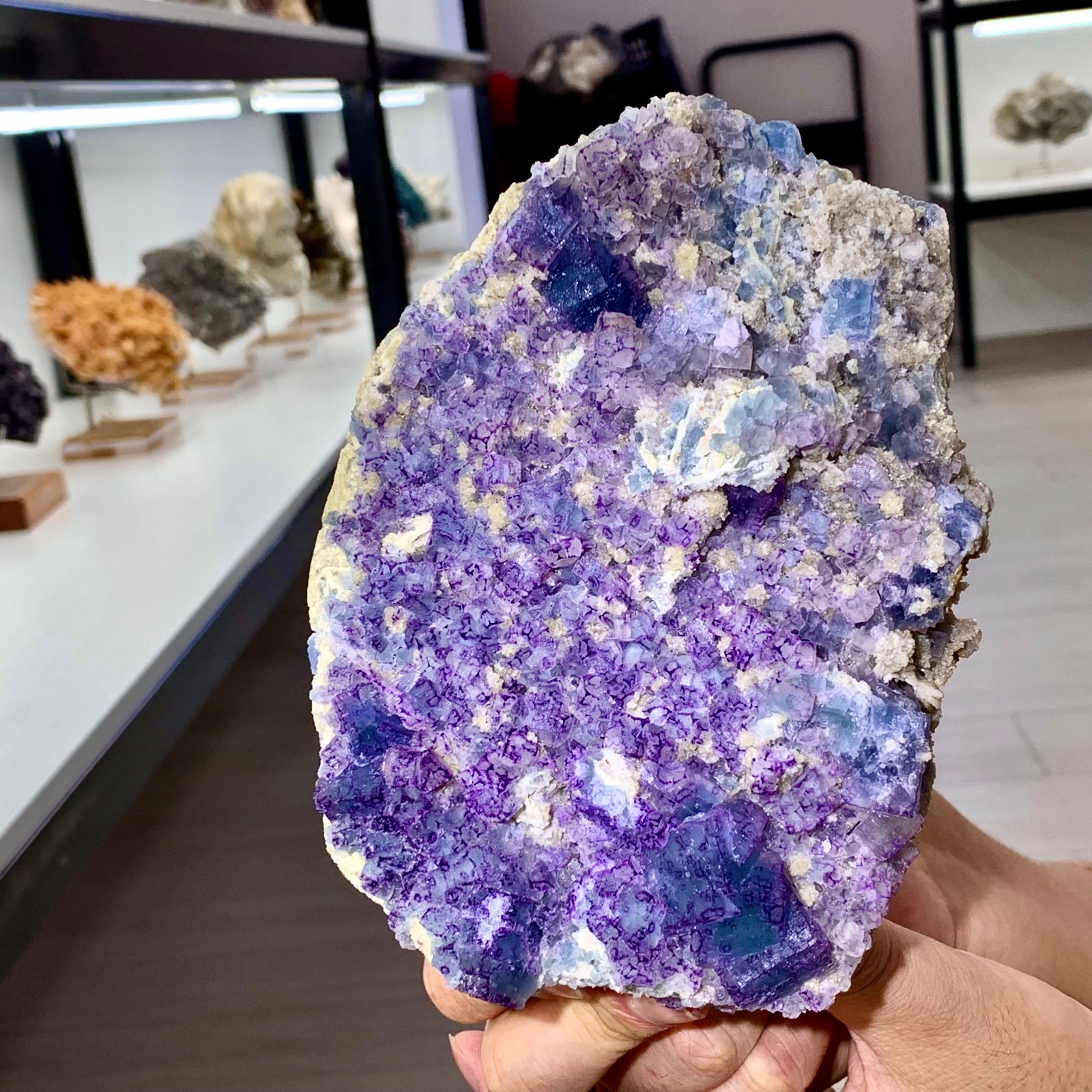 2.92LB Rare transparent purple-blue fluorite cube mineral crystal sample/China