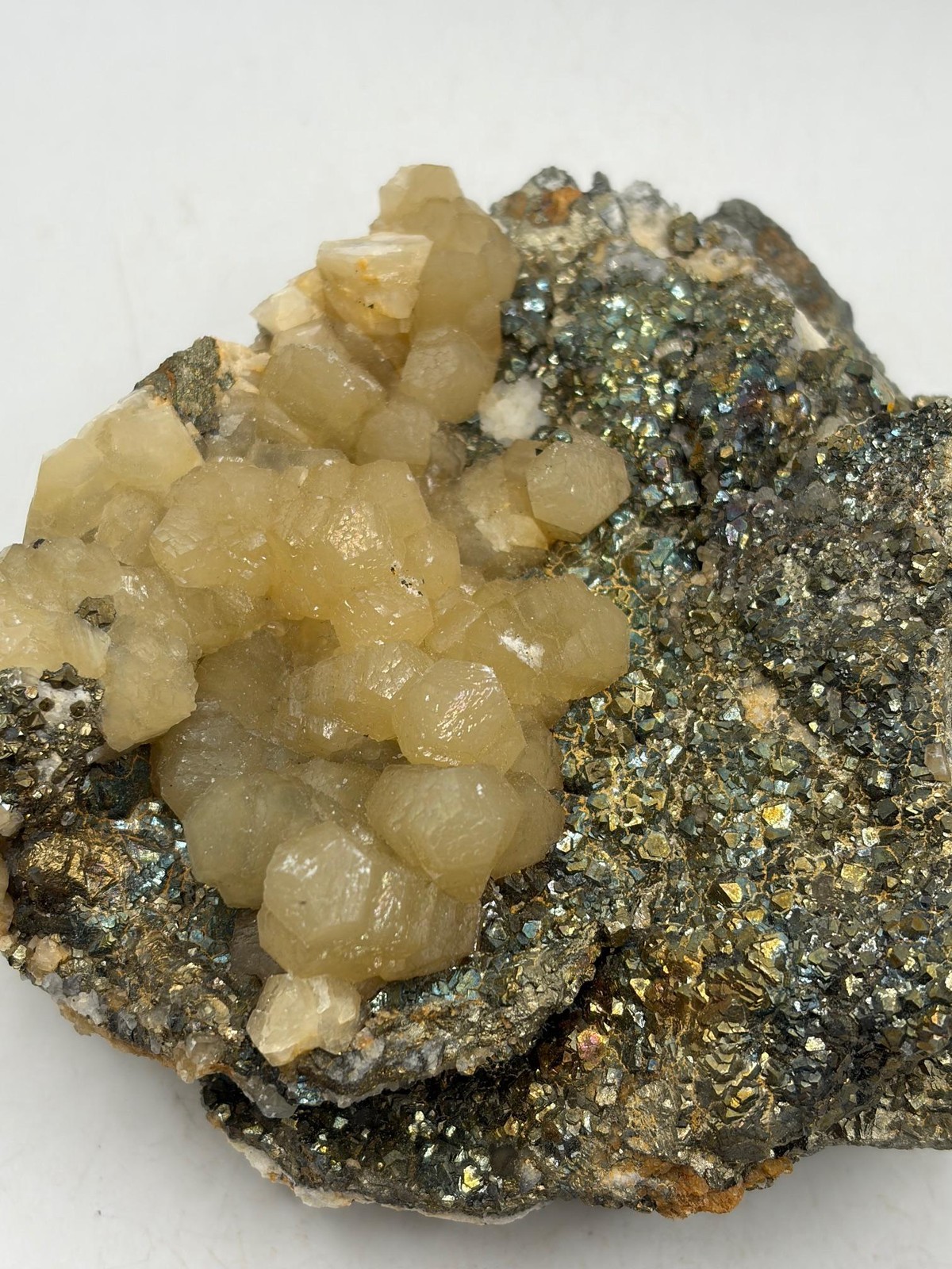 XL Dazzling Calcite Crystals on Chalcopyrite!