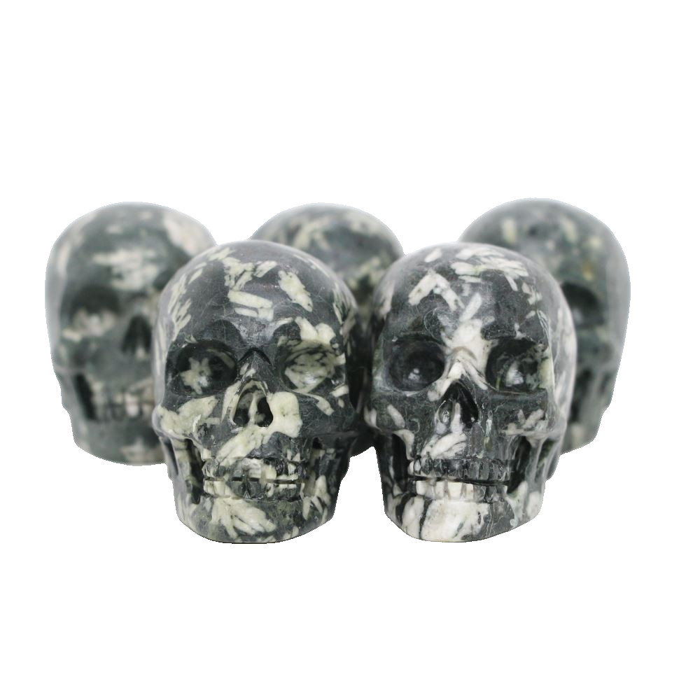 2″ SNOWFLAKE STONE Carved Crystal Skull Realistic Healing Randomly Send 1pc