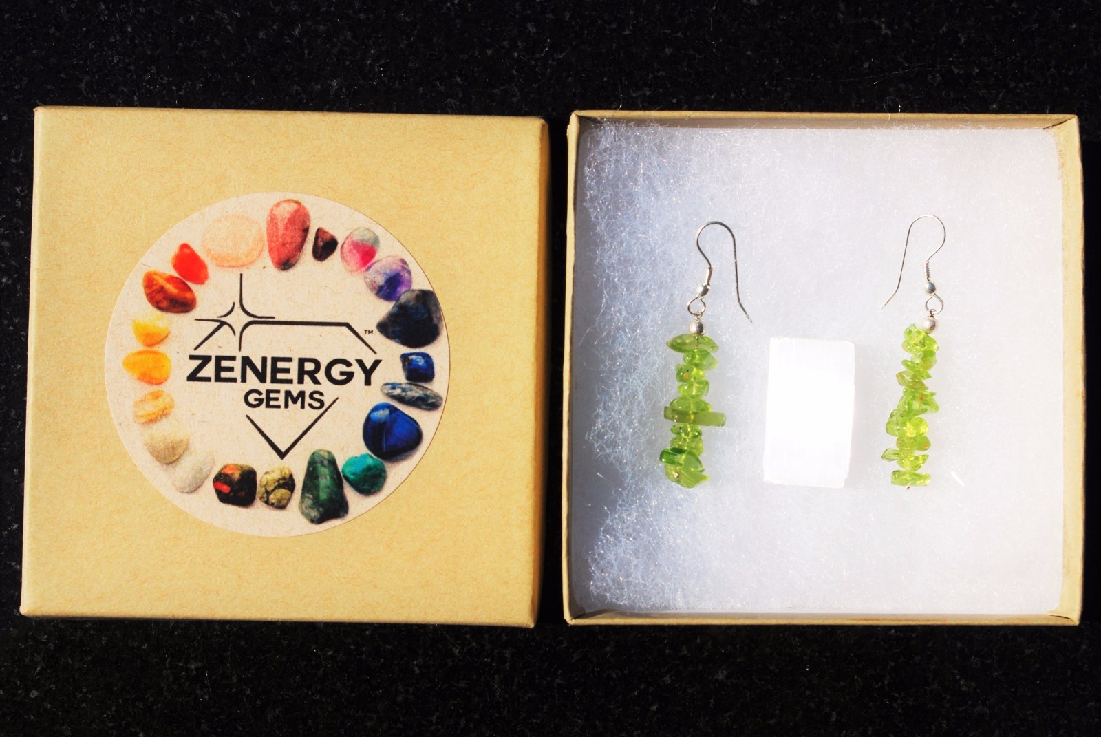 CHARGED Peridot Crystal Chip Earrings REIKI Energy! ZENERGY GEMS™