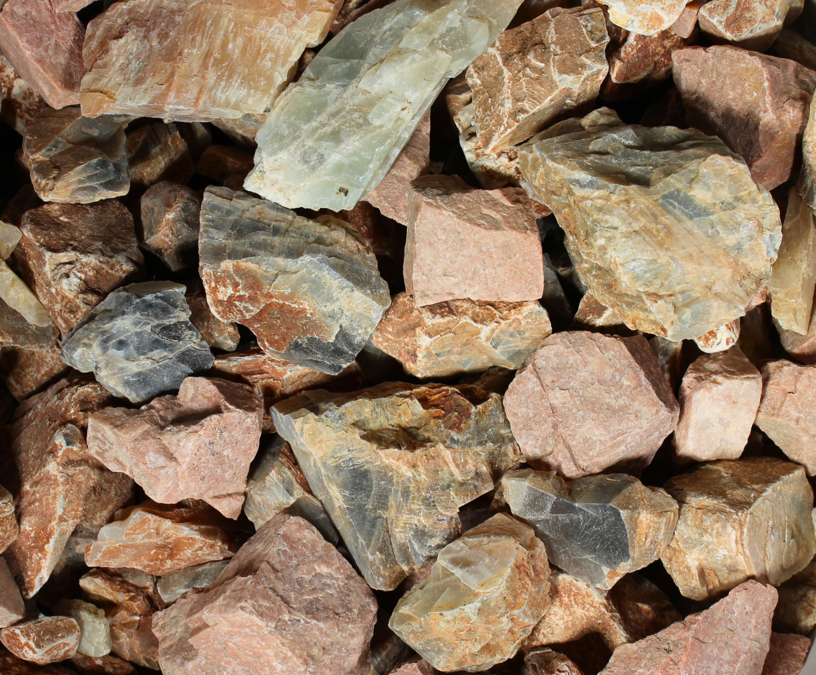 Moonstone “Multi-Color” – Rough Rocks for Tumbling – Bulk Wholesale 1LB options