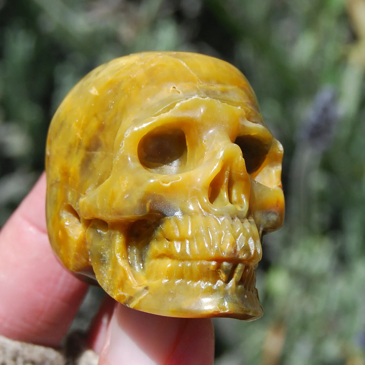 2in Flashy Nellite Pietersite Carved Crystal Skull, Realistic Nielit Gemstone Ca