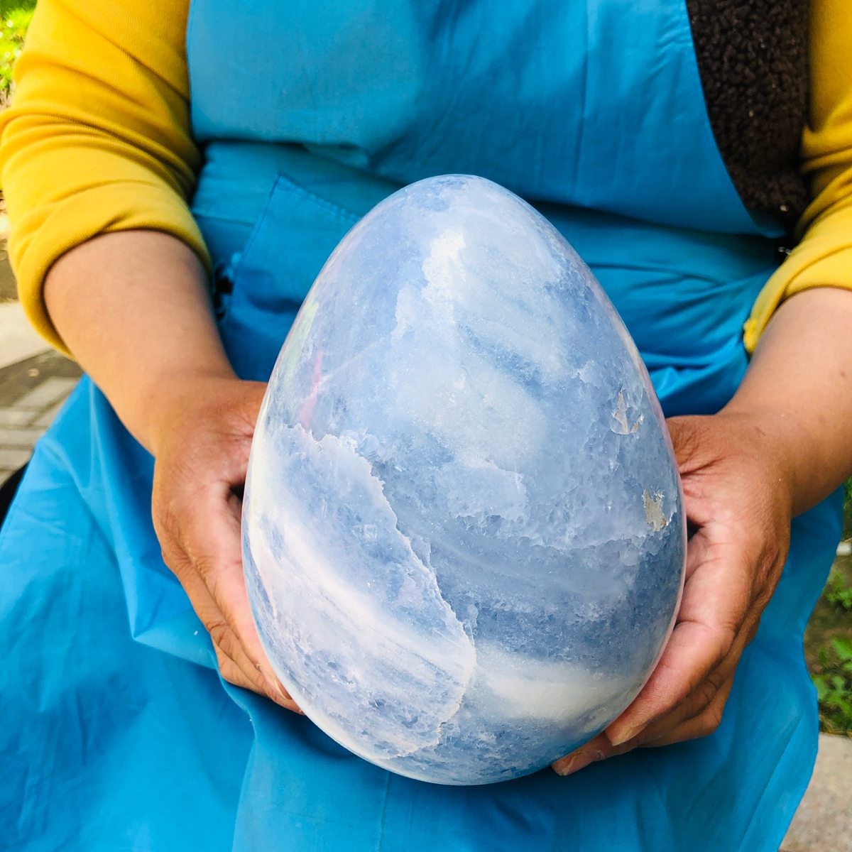 8.2LB Natural blue celestite POLISHED egg shape Quartz Crystal healing decor