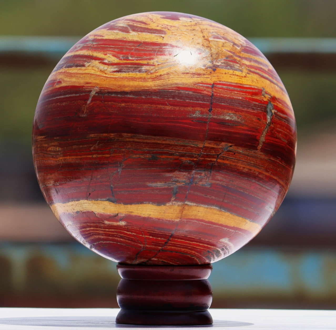 150mm Red Mookaite Jasper Stone Sphere Crystal Ball Healing Decor Reiki Gemstone