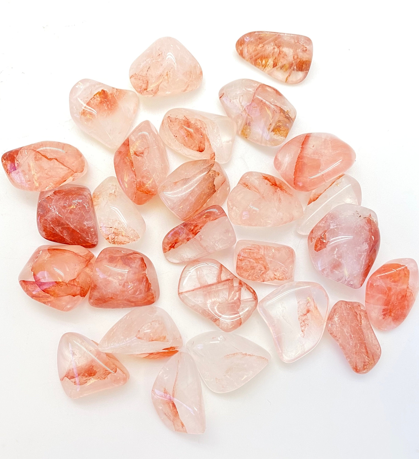 Fire Quartz Tumbled Stone, Polished Natural Fire Quartz Crystal from Madagascar