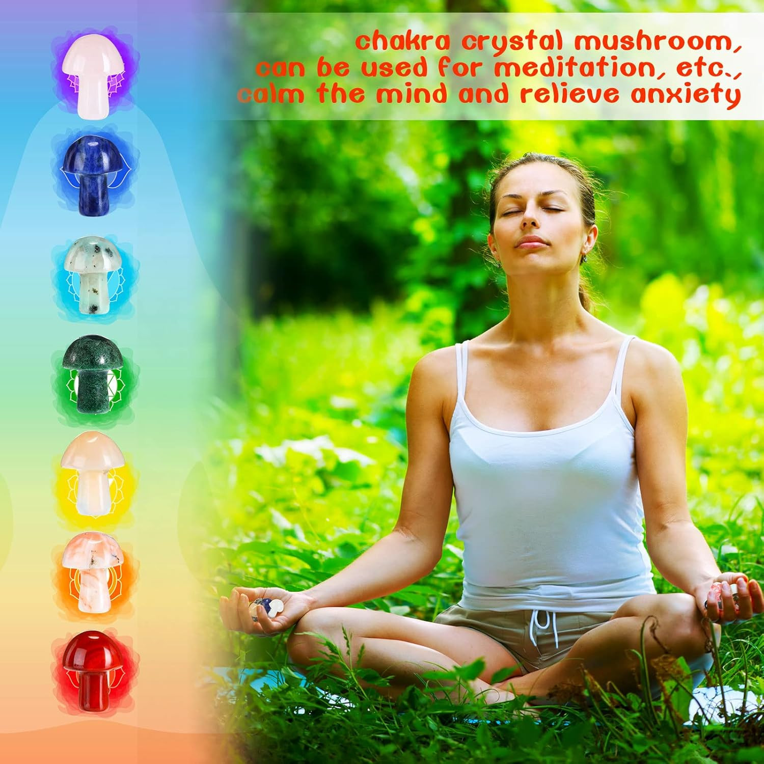 20 Pcs Crystal Mushroom Decor Hand Making Mini Sculpture Mushroom Worry Stone Fi
