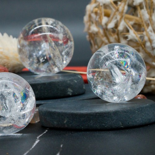 Rainbow Clear Quartz Crystal Sphere Spiritual Healing Crackle Quartz Ball