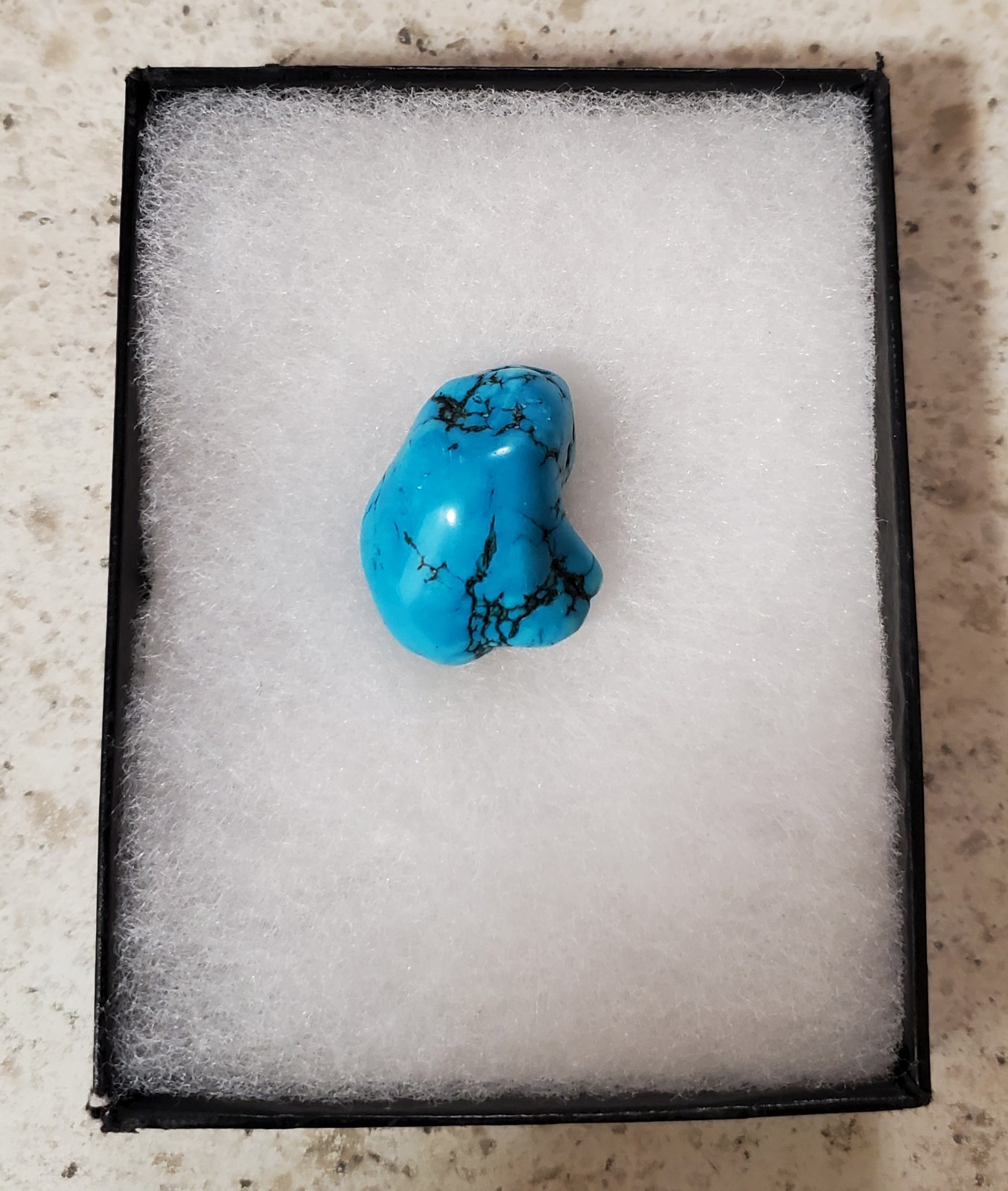 BLUE BISBEE GEM STONE BEAD-NEW 1 3/8 INCH (MO-6)