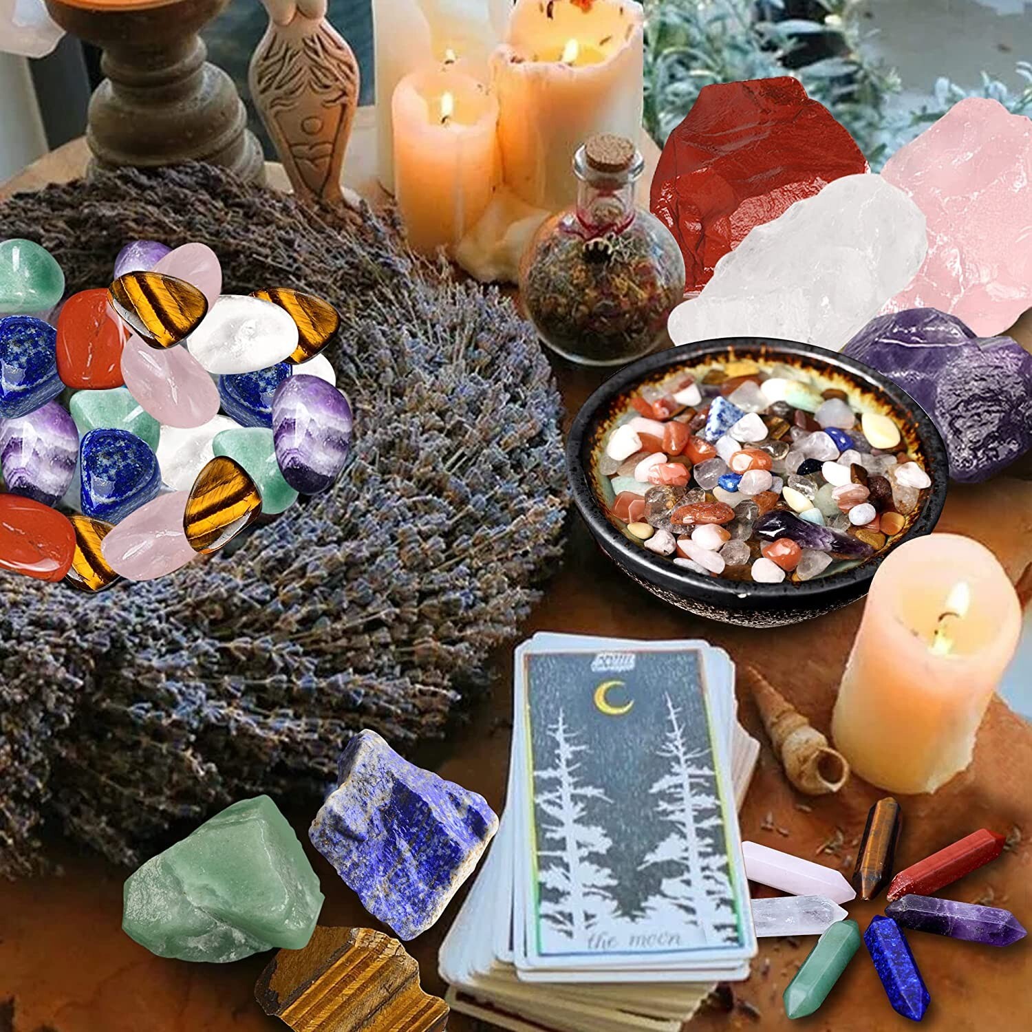 Wiccan 7 Chakra Crystal Set Healing Crystal for Beginners 30 Pcs Healing Crystal