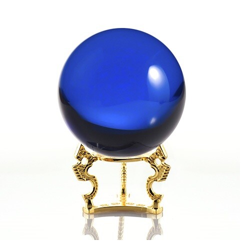 Crystal Ball Sphere for Feng Shui, Meditation, Decor, with Gold Dragon Stand.