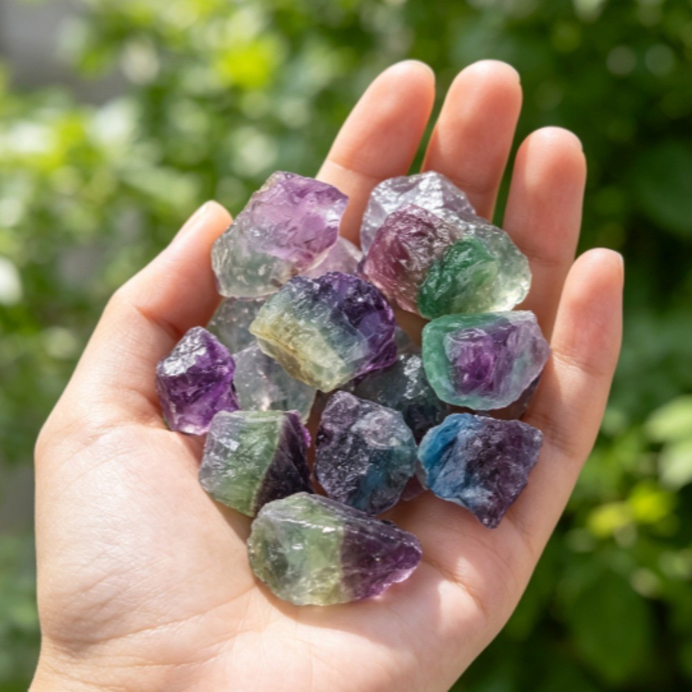 Natural Rainbow Fluorite Raw Stone Crystal Specimen Healing Meditation Decor300g
