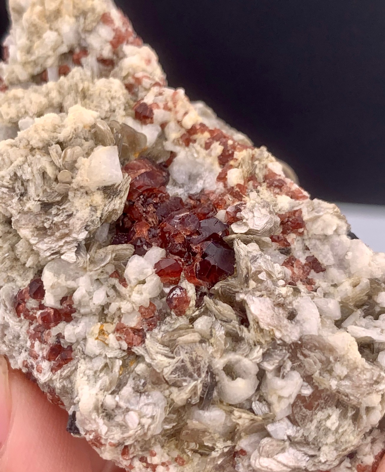 Red Spessertine Garnet Crystals Cluster On Matrix From Paksitan – 81 Grams