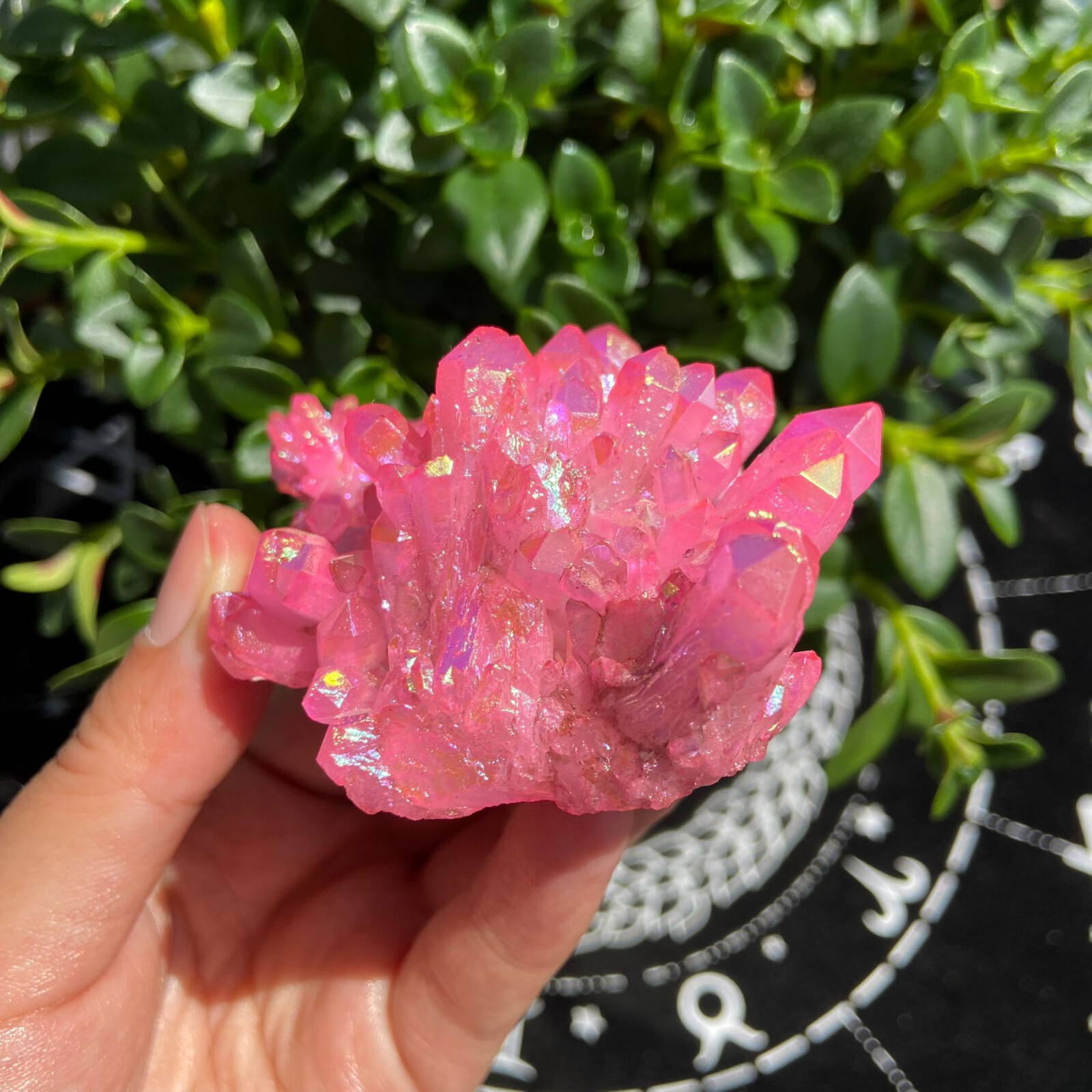 104g Titanium Angel Aura Quartz Pink Aura Cluster Positive Energy Stone Decor
