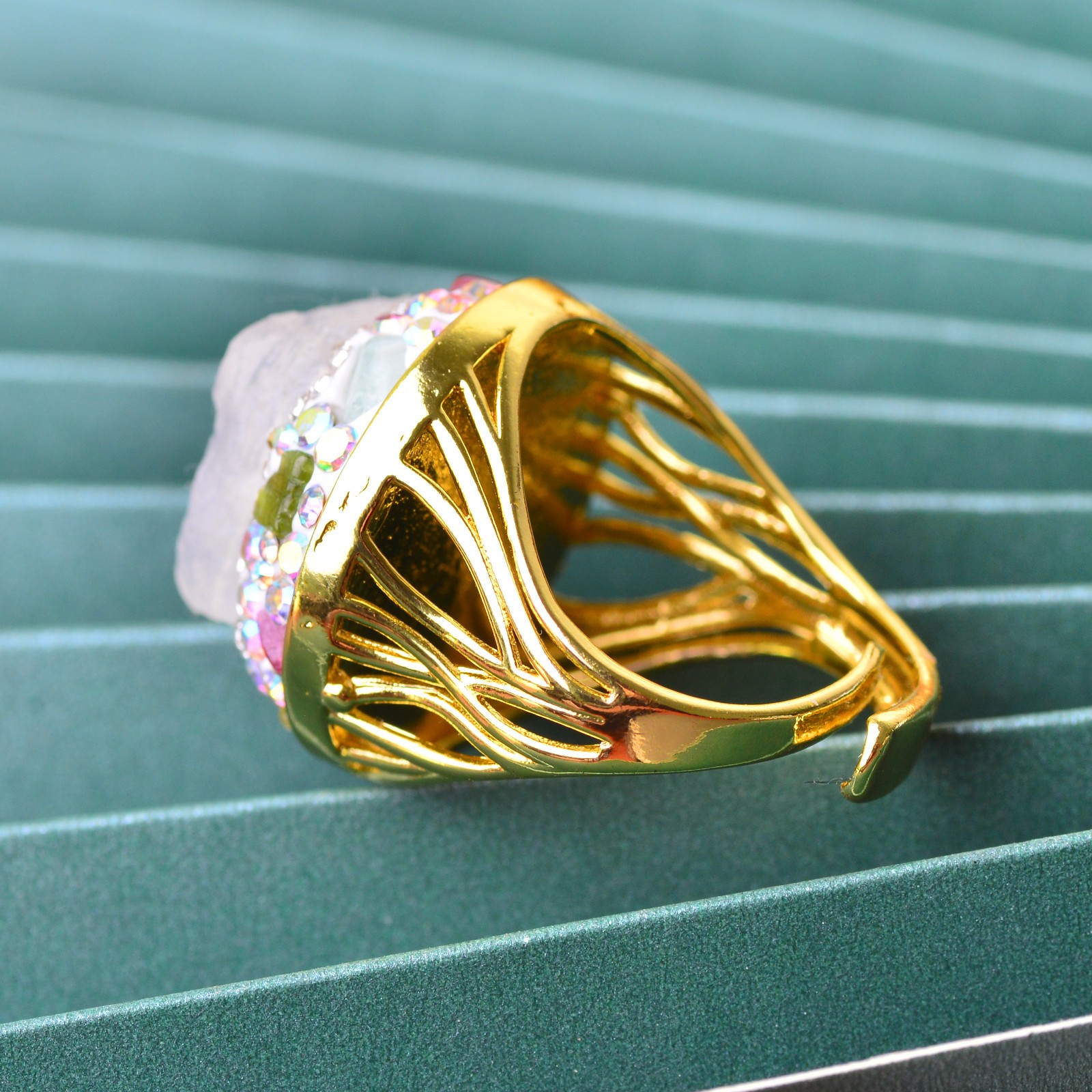 White Moonstone ring alloy inlaid with handmade gemstone jewelry Love Stone
