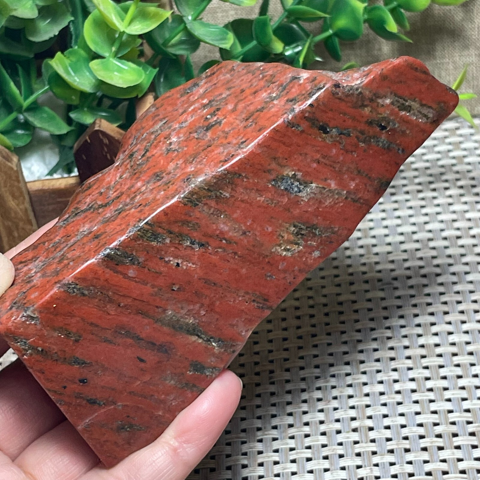 265g raw sesame red stone rock rough Polish original Specimen A42
