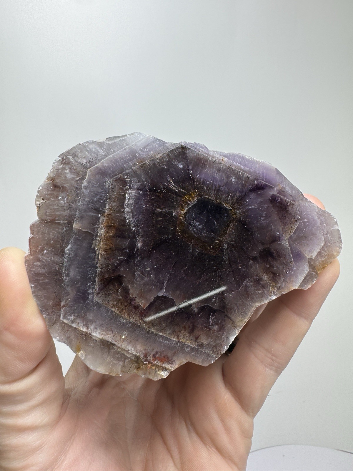 Boreal Amethyst Crystal Auralite23 Natural Phantom Reveal On Polished Face