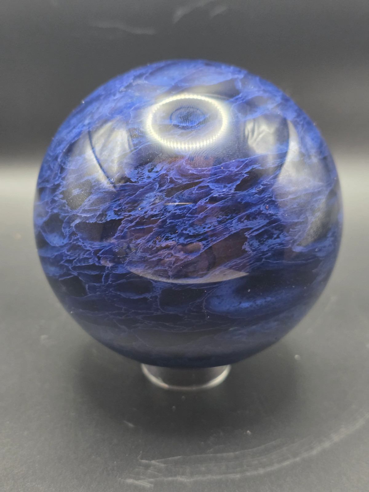 Jumbo blue quartz sphere! 96mm, 3.7 inches, 2.5 pounds