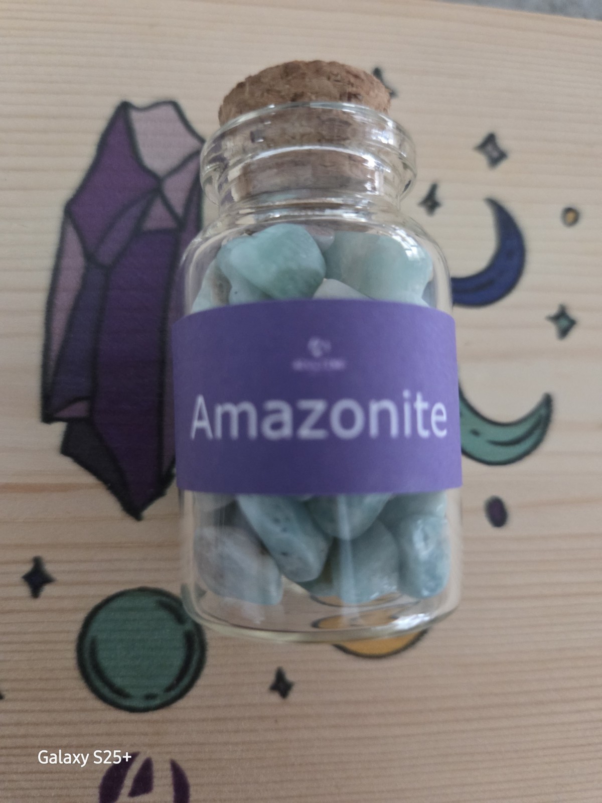 Amazonite Tumbled Crystals Mineral Specimen Healing Stone in Glass Jar Display