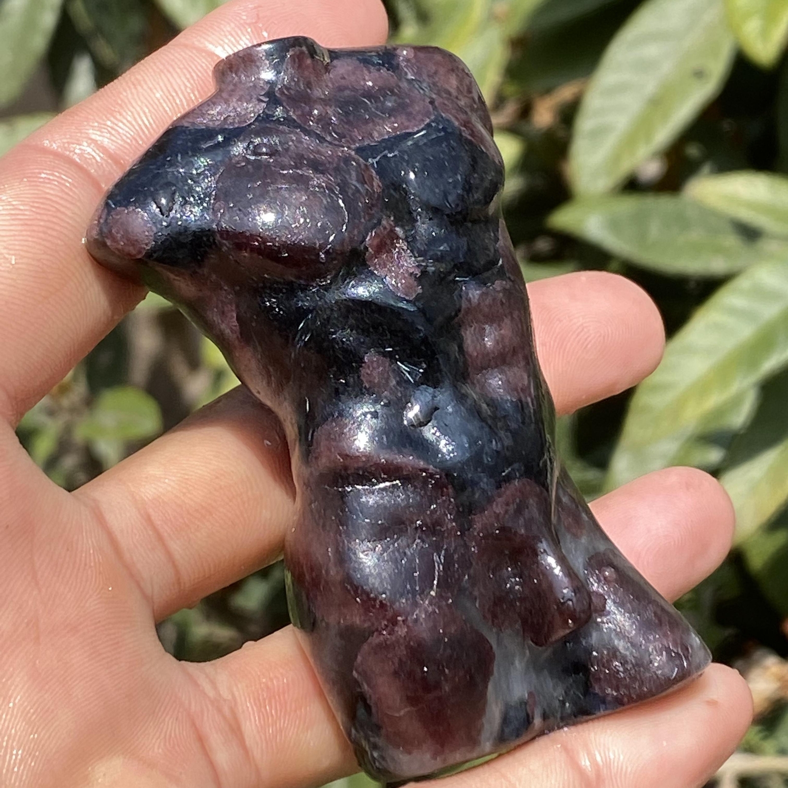 3in Natural Garnet male Quartz Crystal skull Body Sculpture Reiki 1PC