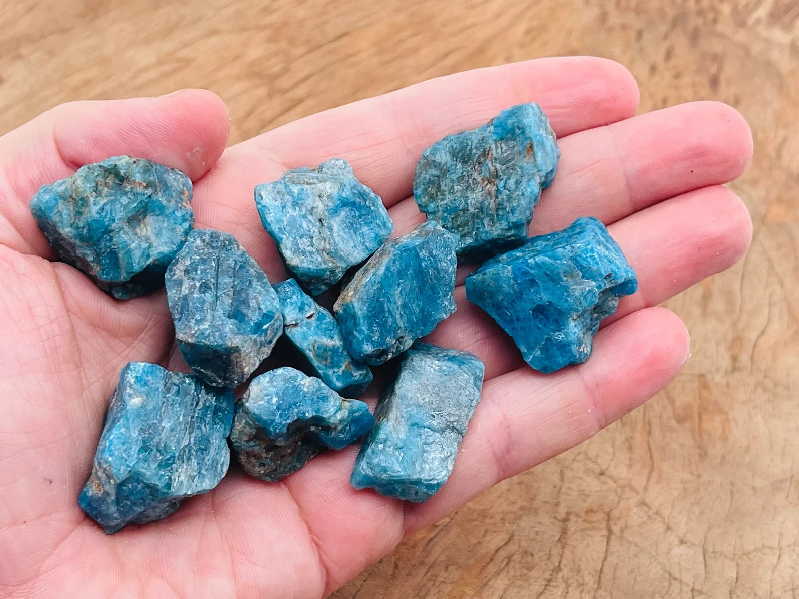 3PCS Raw Blue Apatite Stones Rough Rocks Healing Crystal Creativity Gemstones