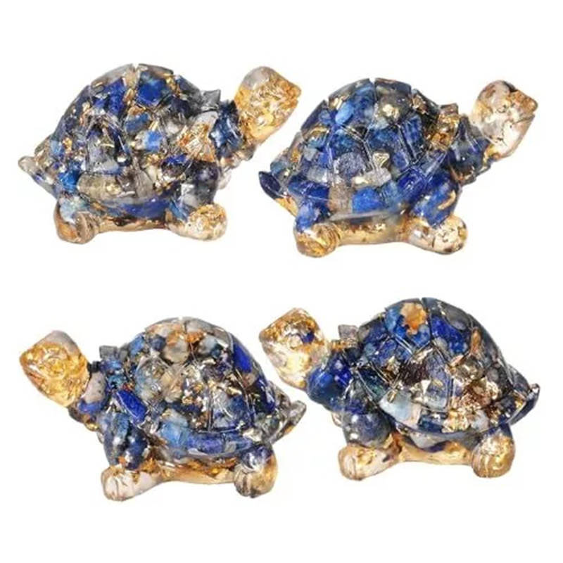 Natural Lapis Lazuli Quartz Crystal Tortoise Epoxy Resin Gemstone Turtle Healing