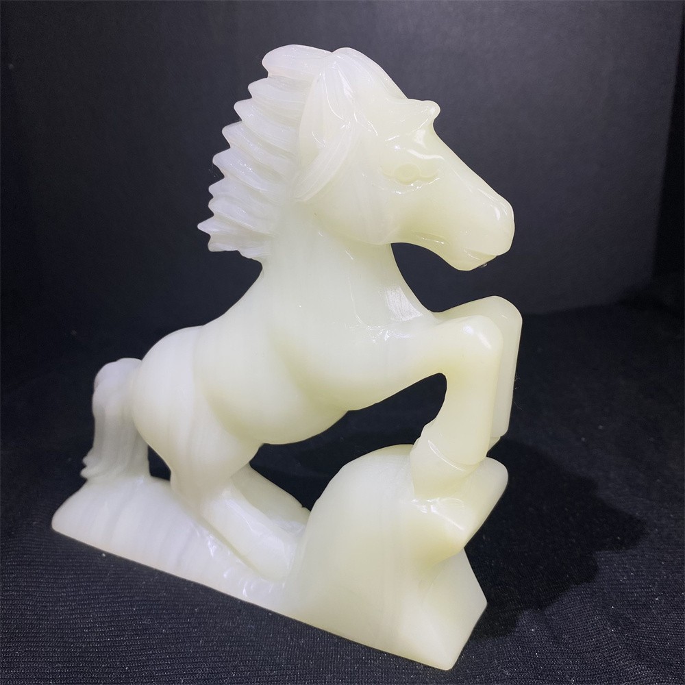 2LB 6.1″Natural Afghan Jade Horse Statue Crystal Reiki Carving Quartz Decor
