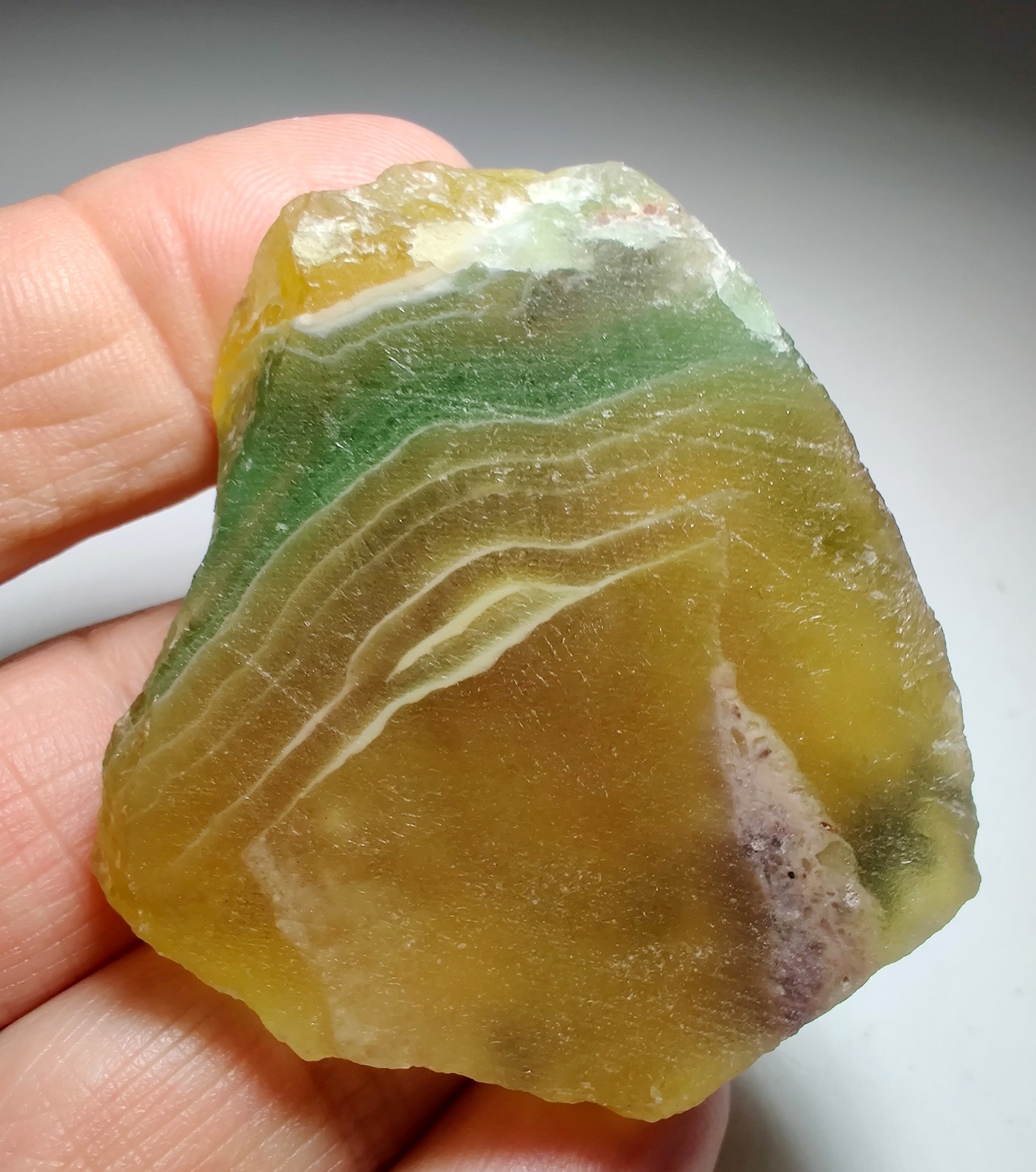 Rainbow Fluorite, cut slab, great color! fluorescent. Argentina. 86 grams.