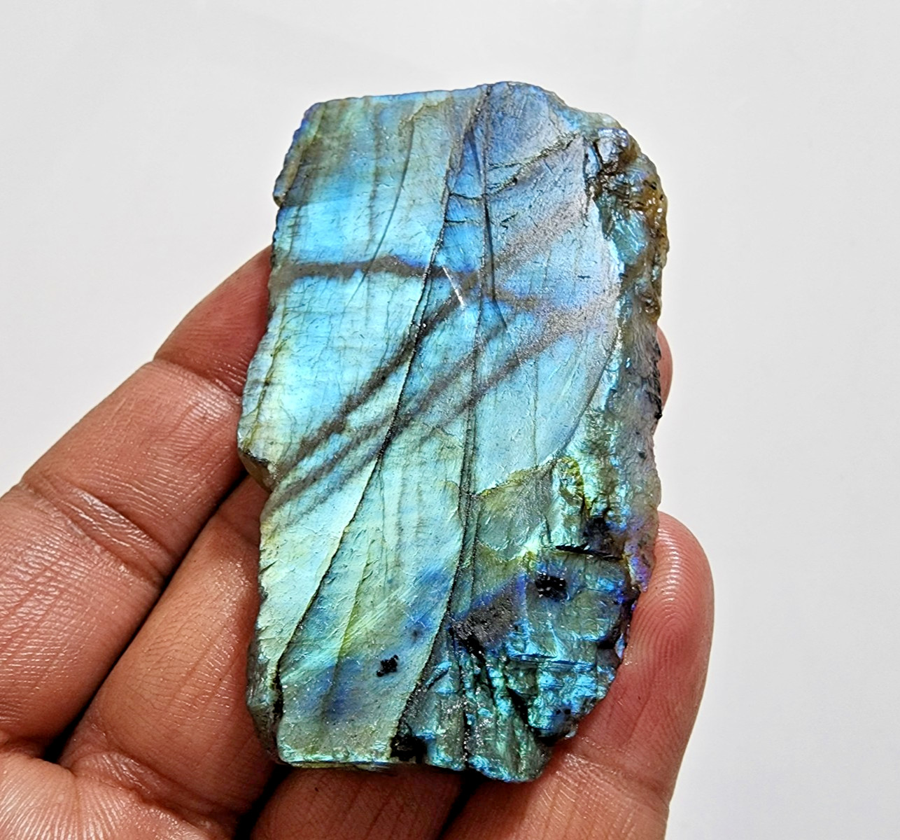 244Ct Crystal Labradorite Slab Rough Gemstone Raw Labradorite Jewelry For Making