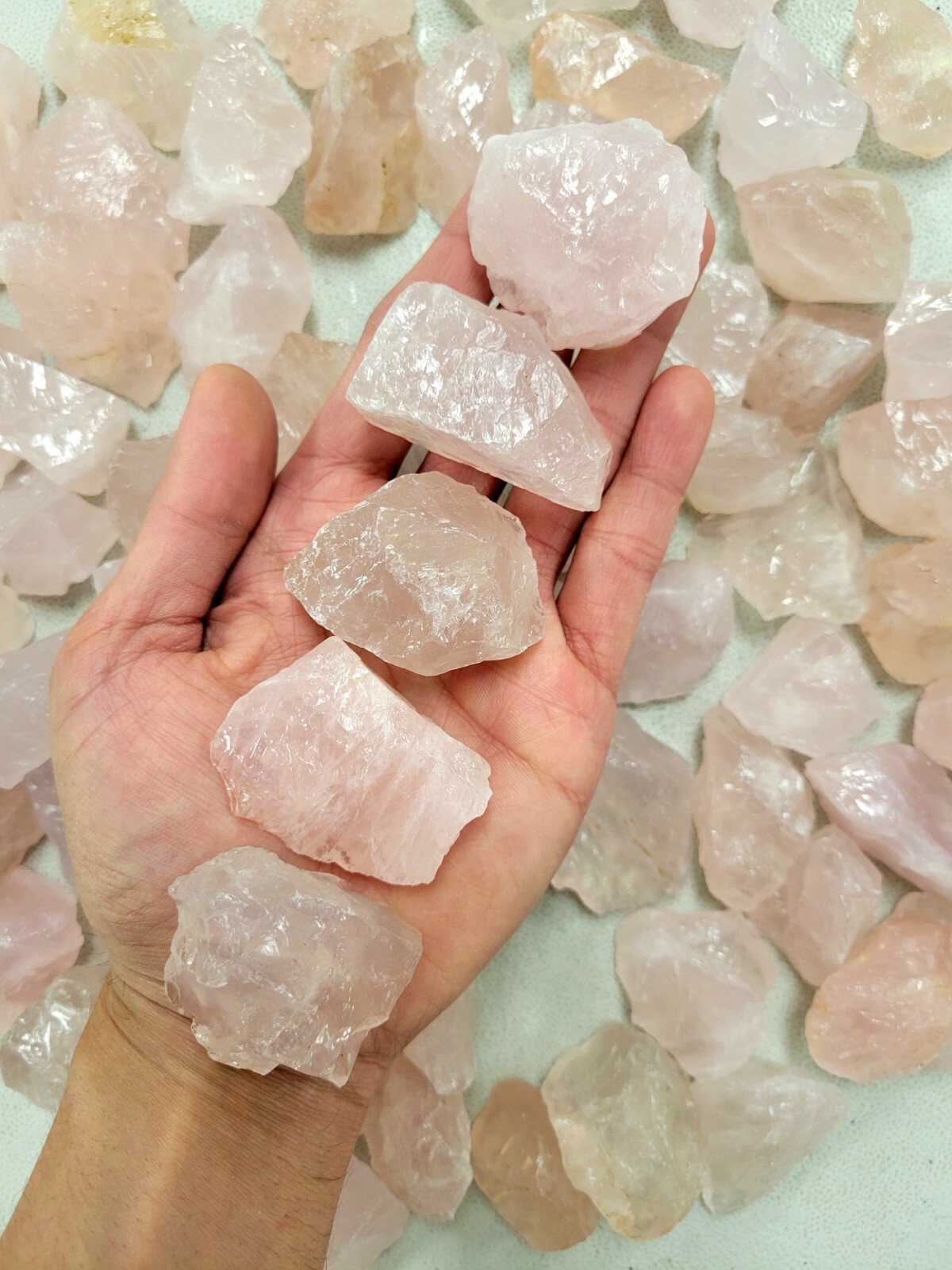 Rough Rose Quartz Crystals Bulk, Heart Chakra Raw Stones for Tumbling & Healing