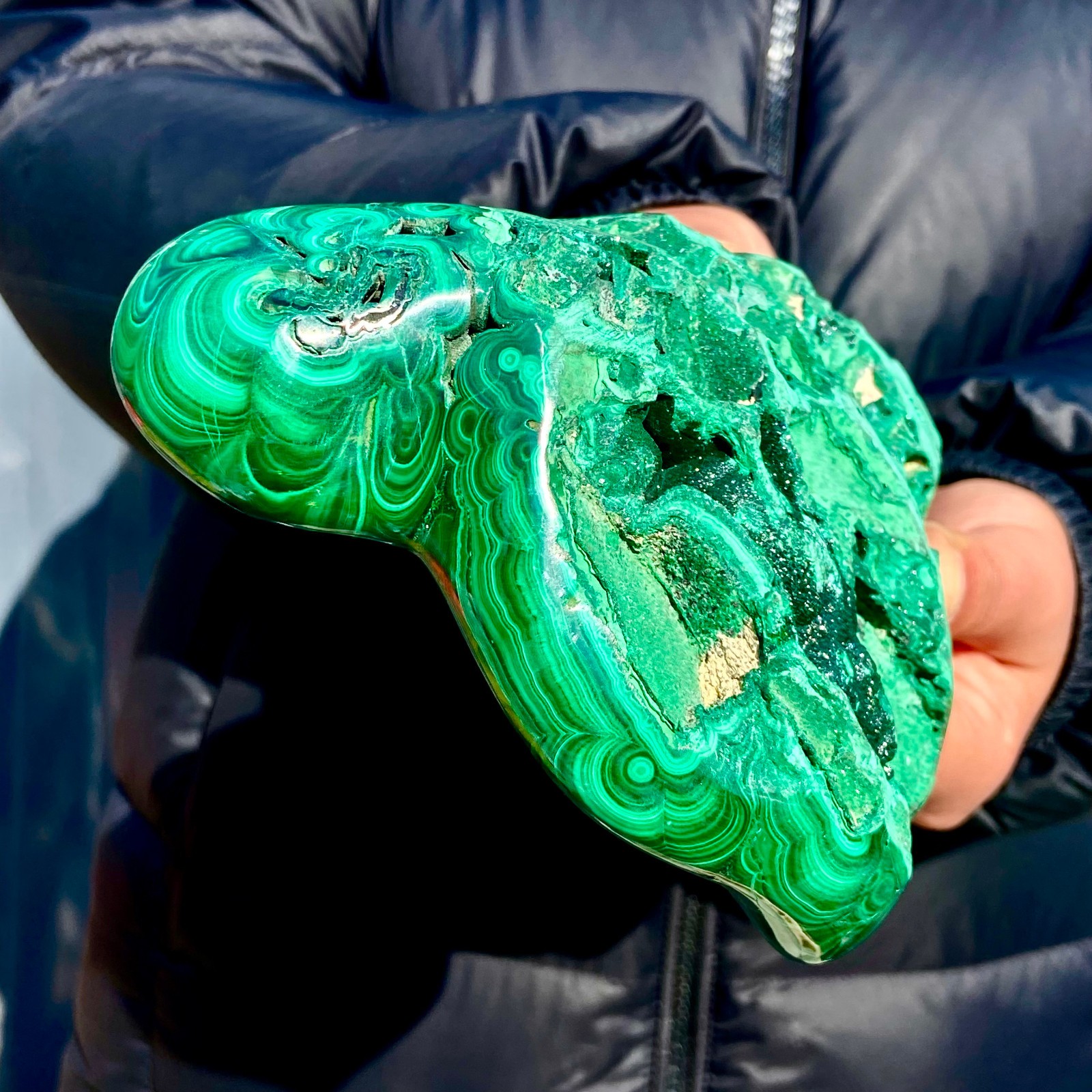 2.7LB Natural glossy Malachite transparent cluster rough mineral sample
