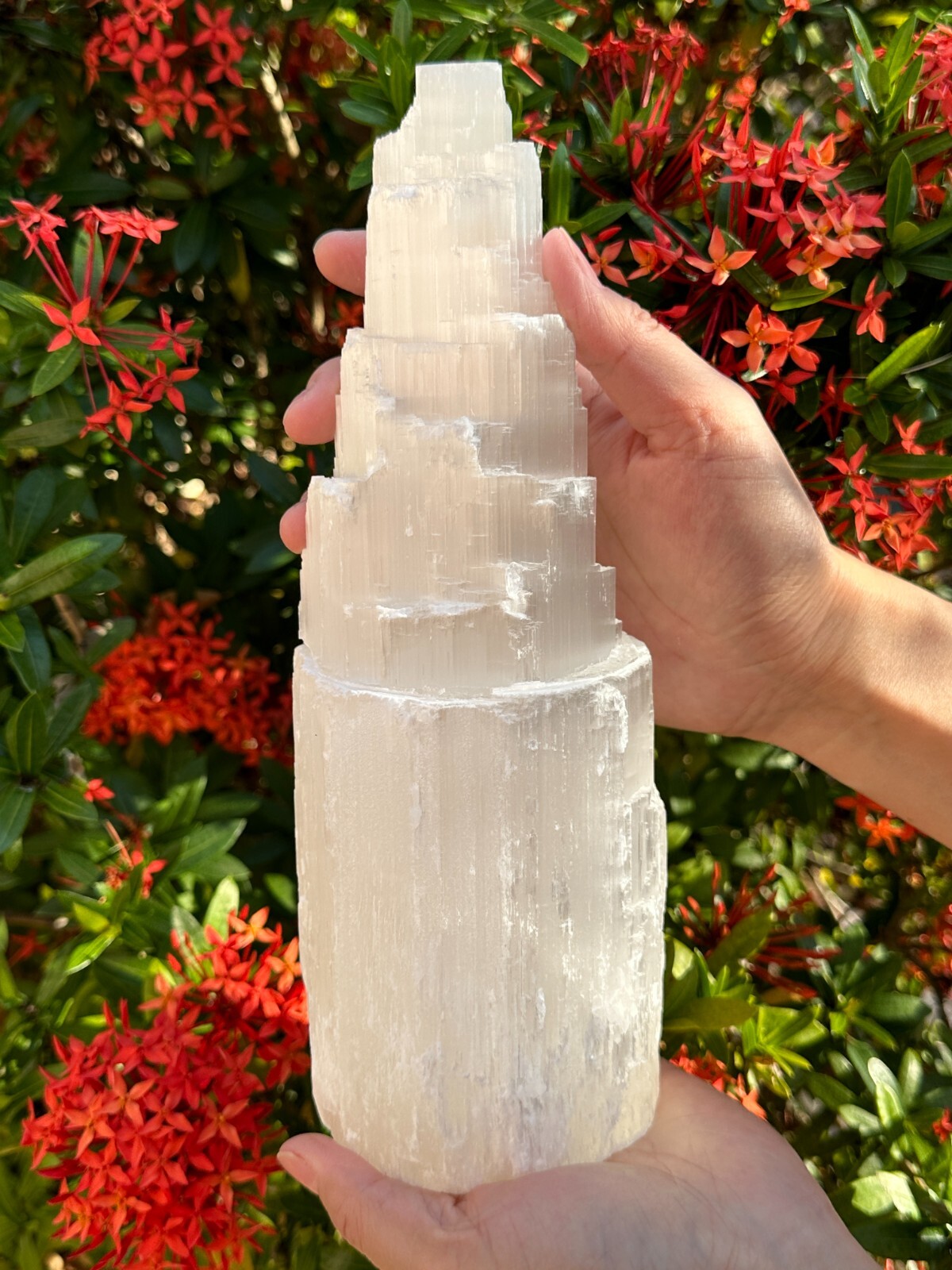 Selenite Skyscraper Lamp, 6″, 8″, 10″, 12″, 16″ Tall Selenite Tower Lamps