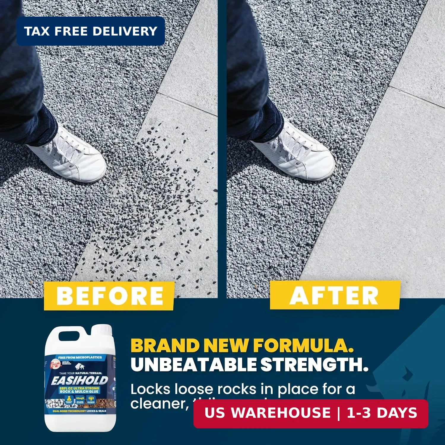 Easihold Rock Glue – Gravel Binder for Pea Gravel & Stones. Long-Lasting Mulch G