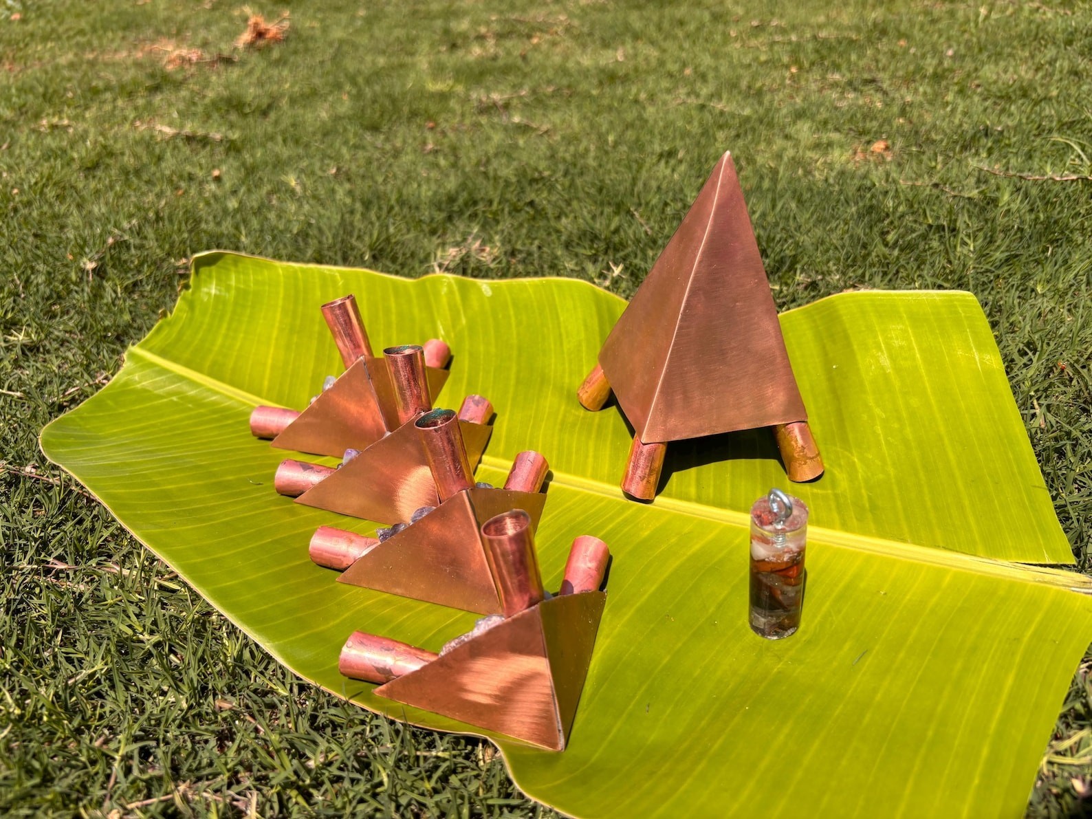 Nubian Copper Plated Healing Crystal Pyramid connector kit only