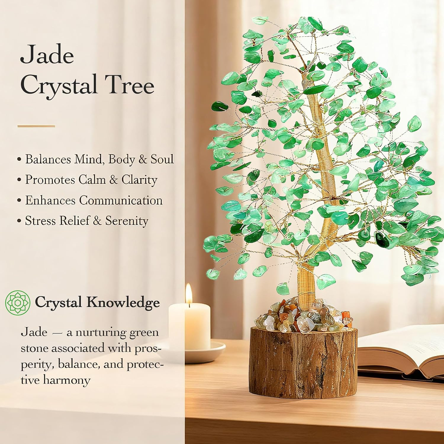 Jade Crystal Healing Chakra Tree of Life, Sister Women Mom Birthday Spiritual Gi
