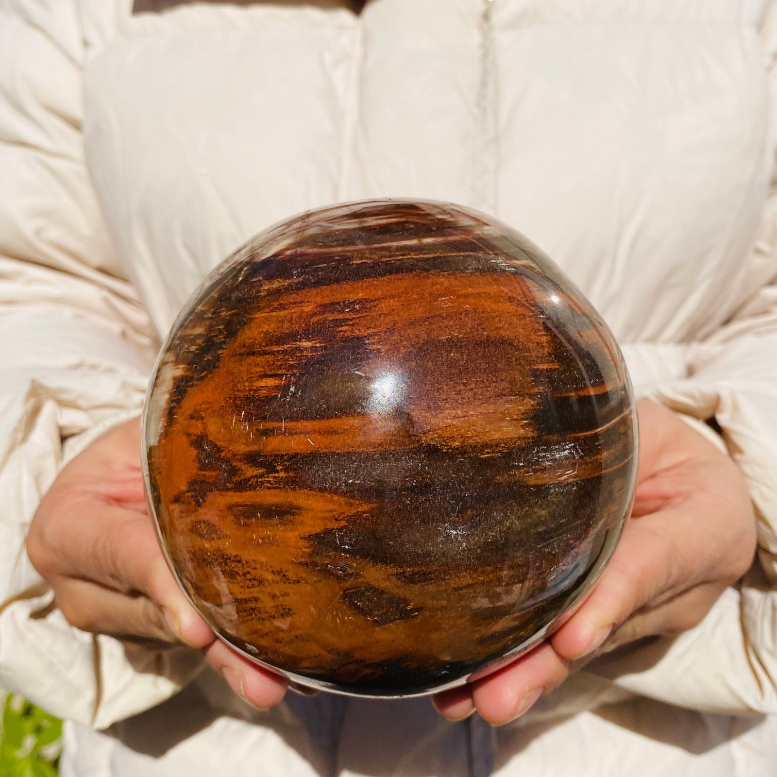 1870g Large Natural Polished Wood stone Jasper Agate ball Crystal sphere Mineral