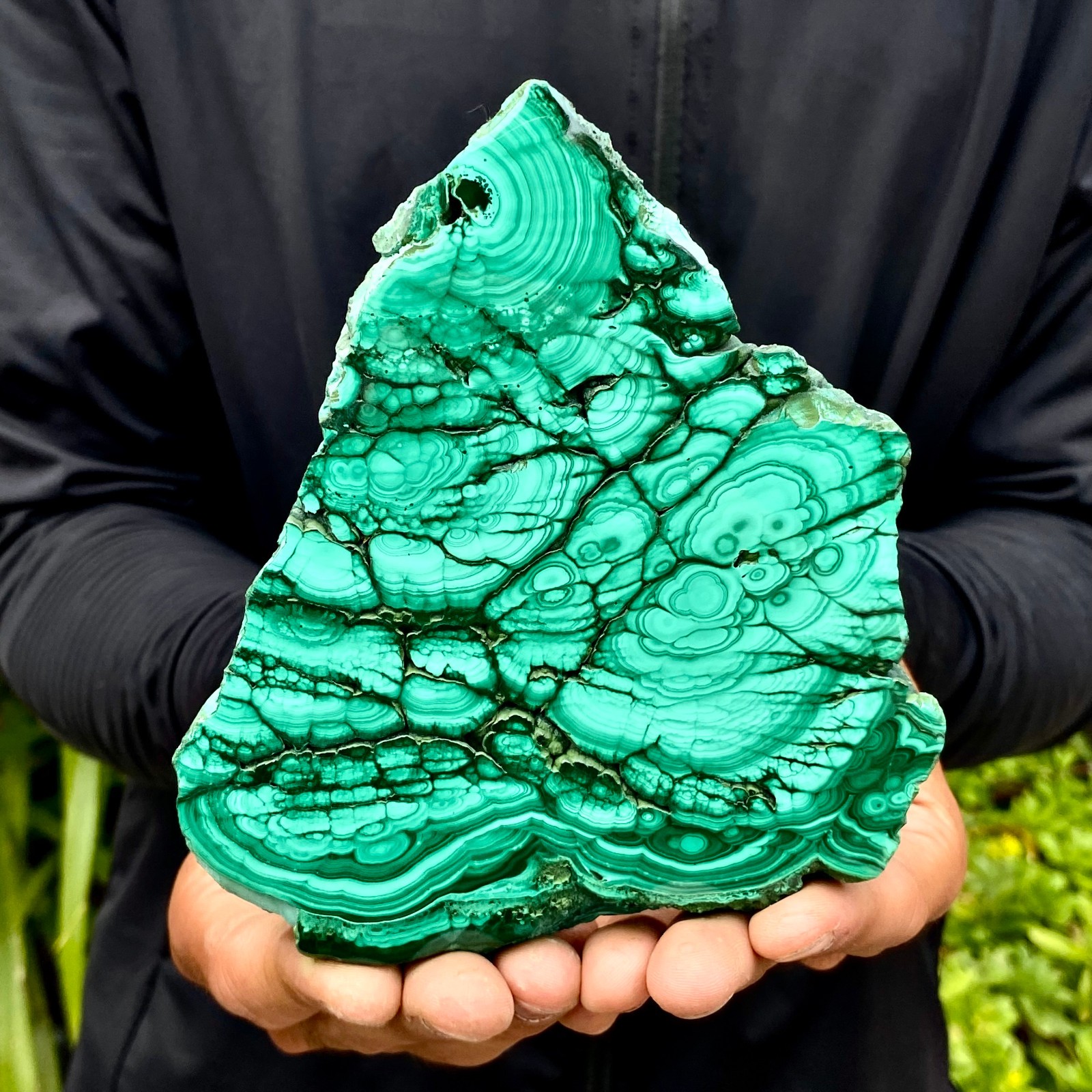 1.29LB Natural malachite slice quartz crystal luster mineral specimen
