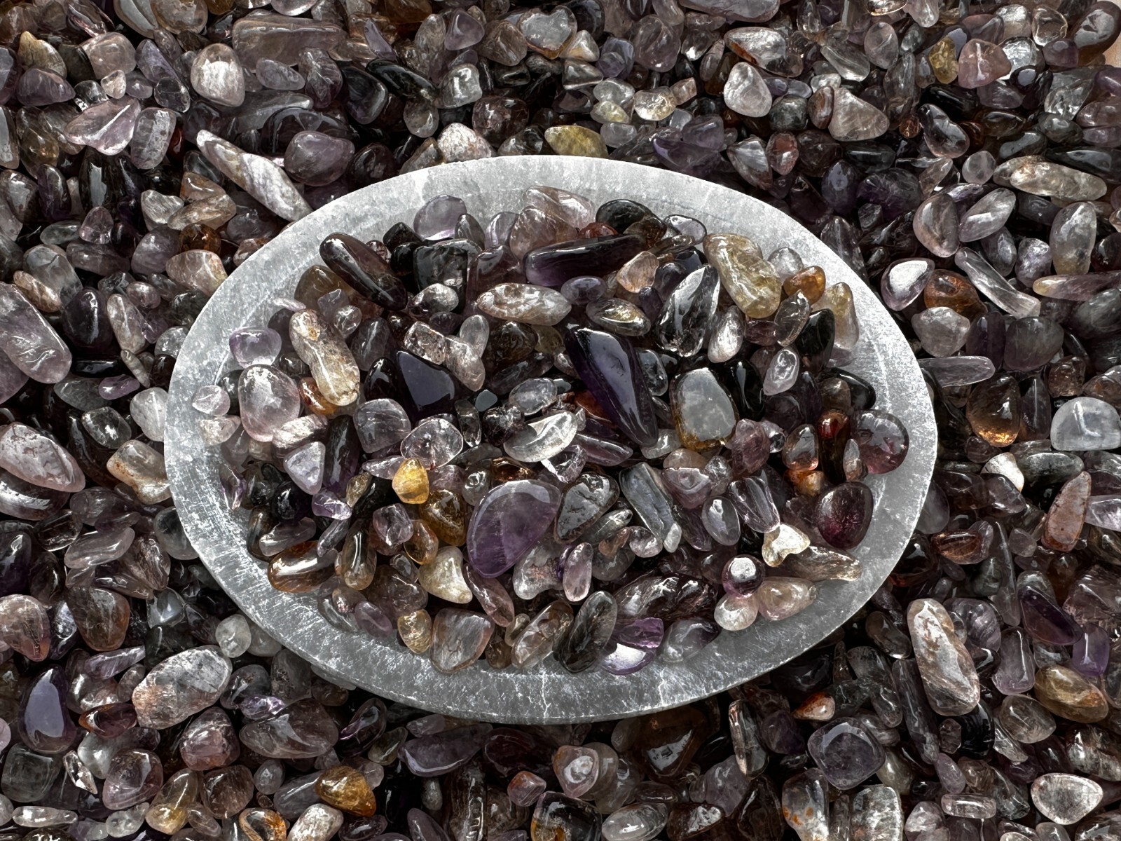 Grade A++ Super 7 Semi Tumbled Gemstone Mini Chips 5-15mm, Wholesale Bulk Lot