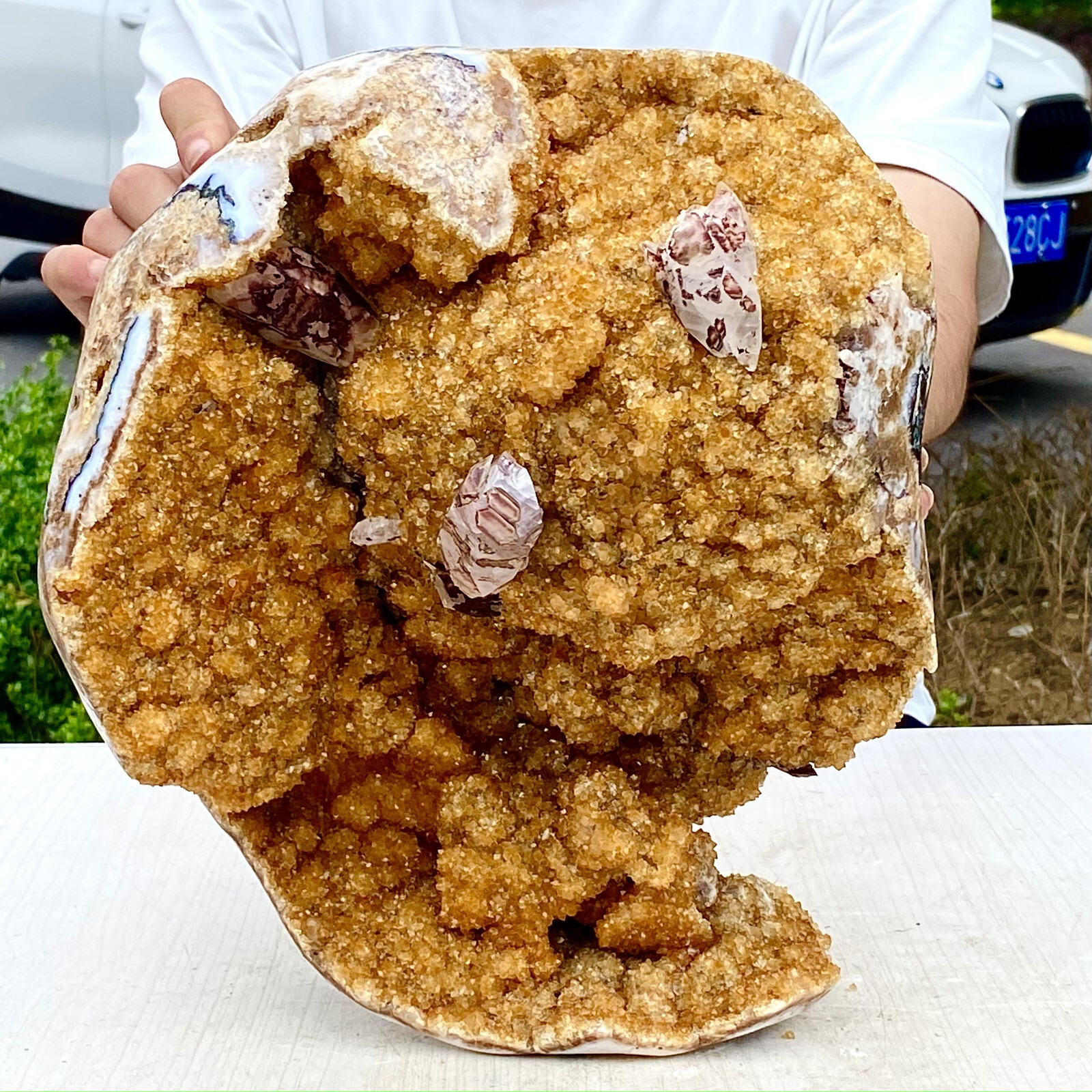 25.3LB Superb Yellow Citrine Crystal Cave Decor Stone Cathedral Geode Specimen