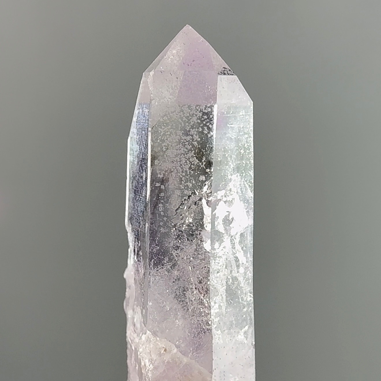 Large Moving Bubble! RARE Lilac Pink Brandberg Amethyst Enhydro w White Chlorite