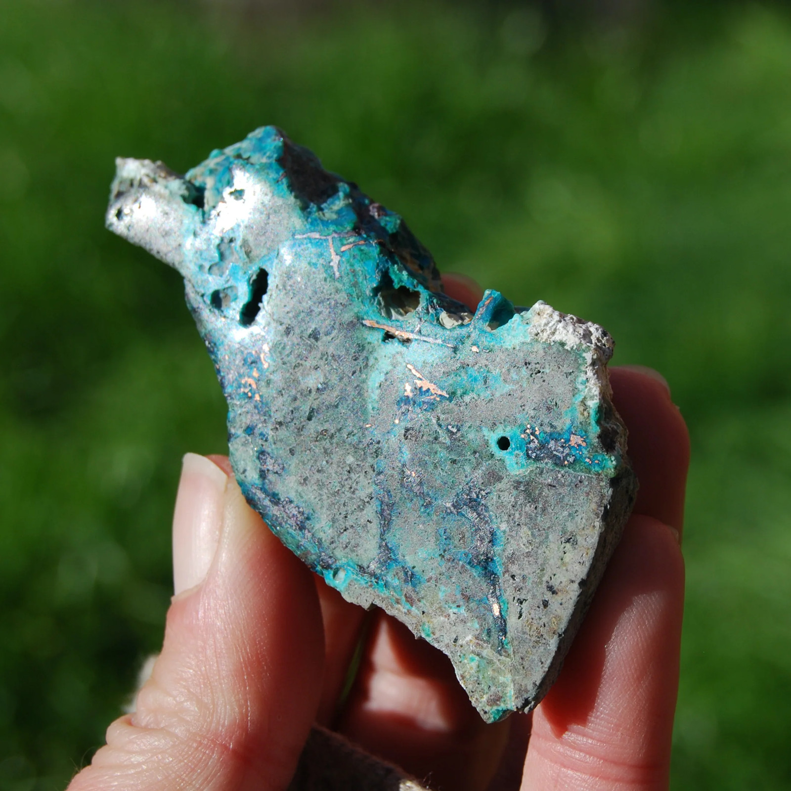 3in 49g RARE Chrysocolla with Native Copper Crystal Slab, Indonesia