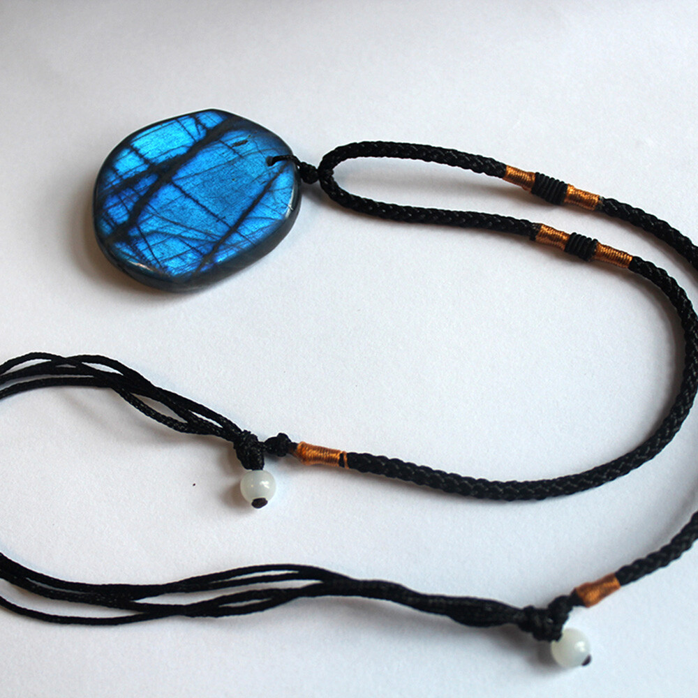 1/ 3PCS Delicate Natural Labradorite Pendant Crystal Necklace Healing Stone US