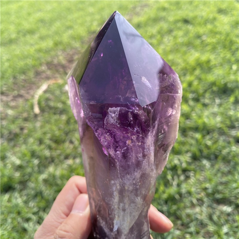 1.95LB Natural Amethyst Quartz Obelisk Rough Crystal Point Wand Healing Tower