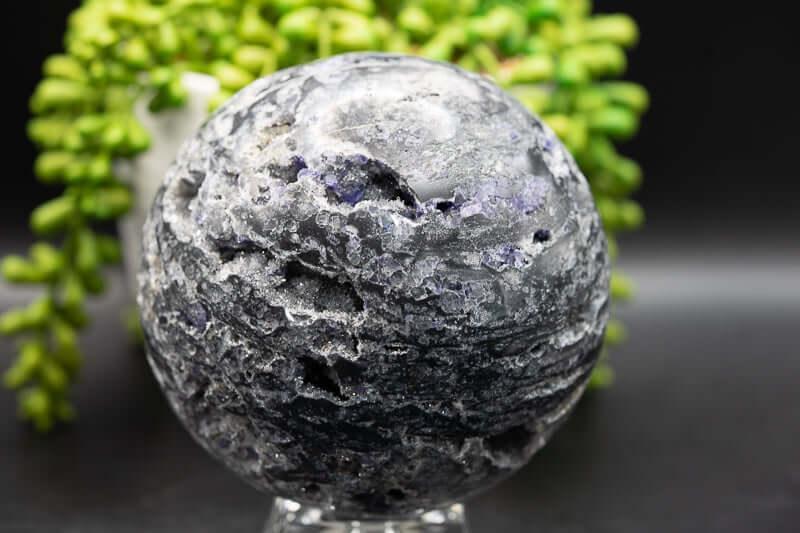 Sphalerite Sphere – Druzy w/Purple Fluorite Inclusions – 4.5″