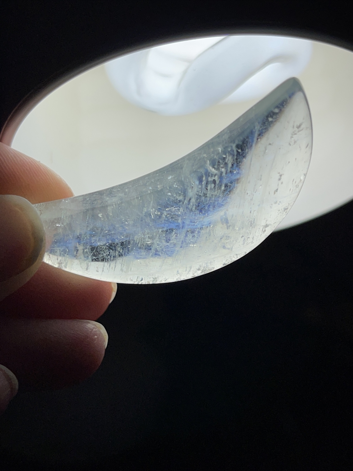 Blue Angel Feather Rutile Blue rutile Moon 2in x 1in x .37in 16g