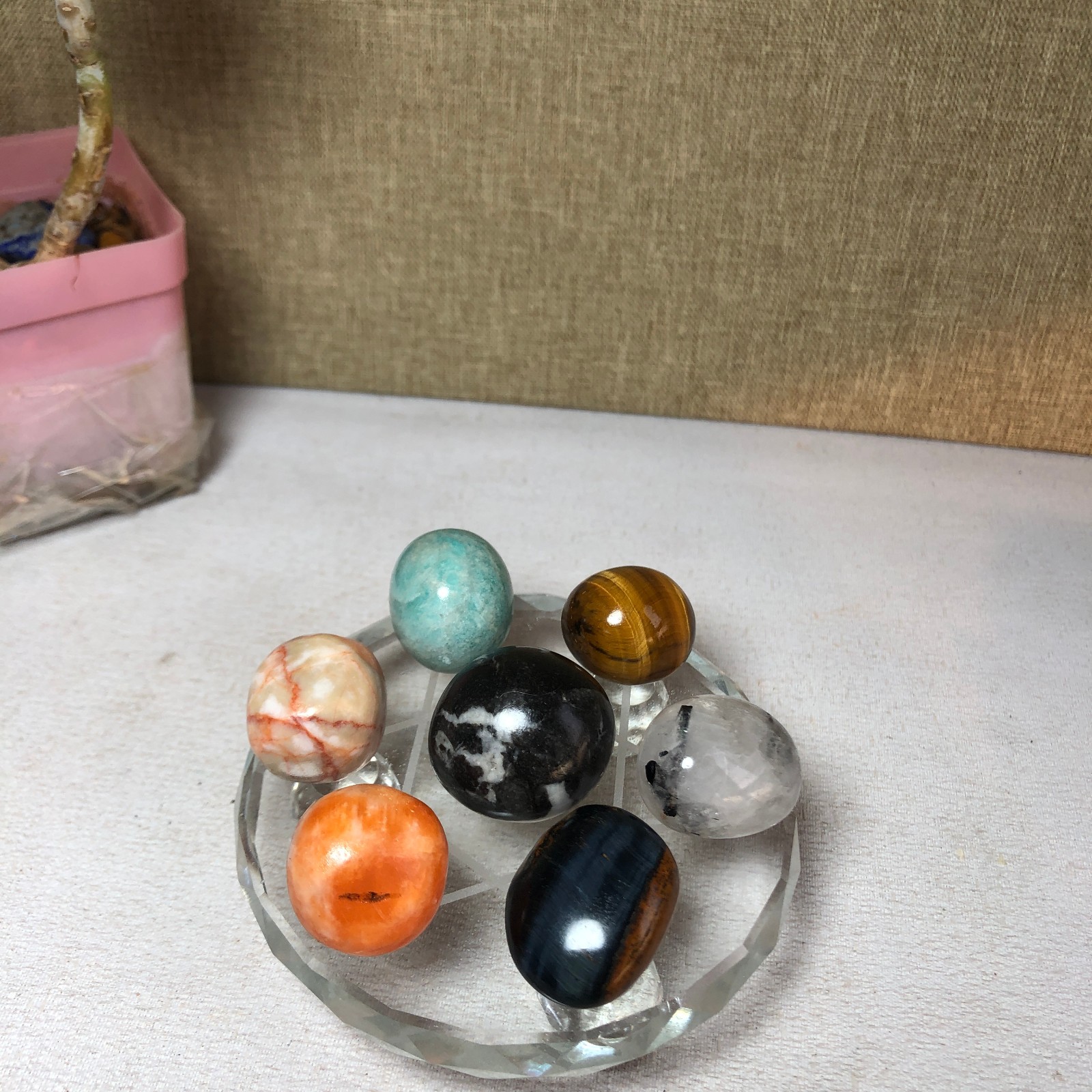 Natural various semi-precious stone Crystal Seven Star Array tumbled 200g A2475